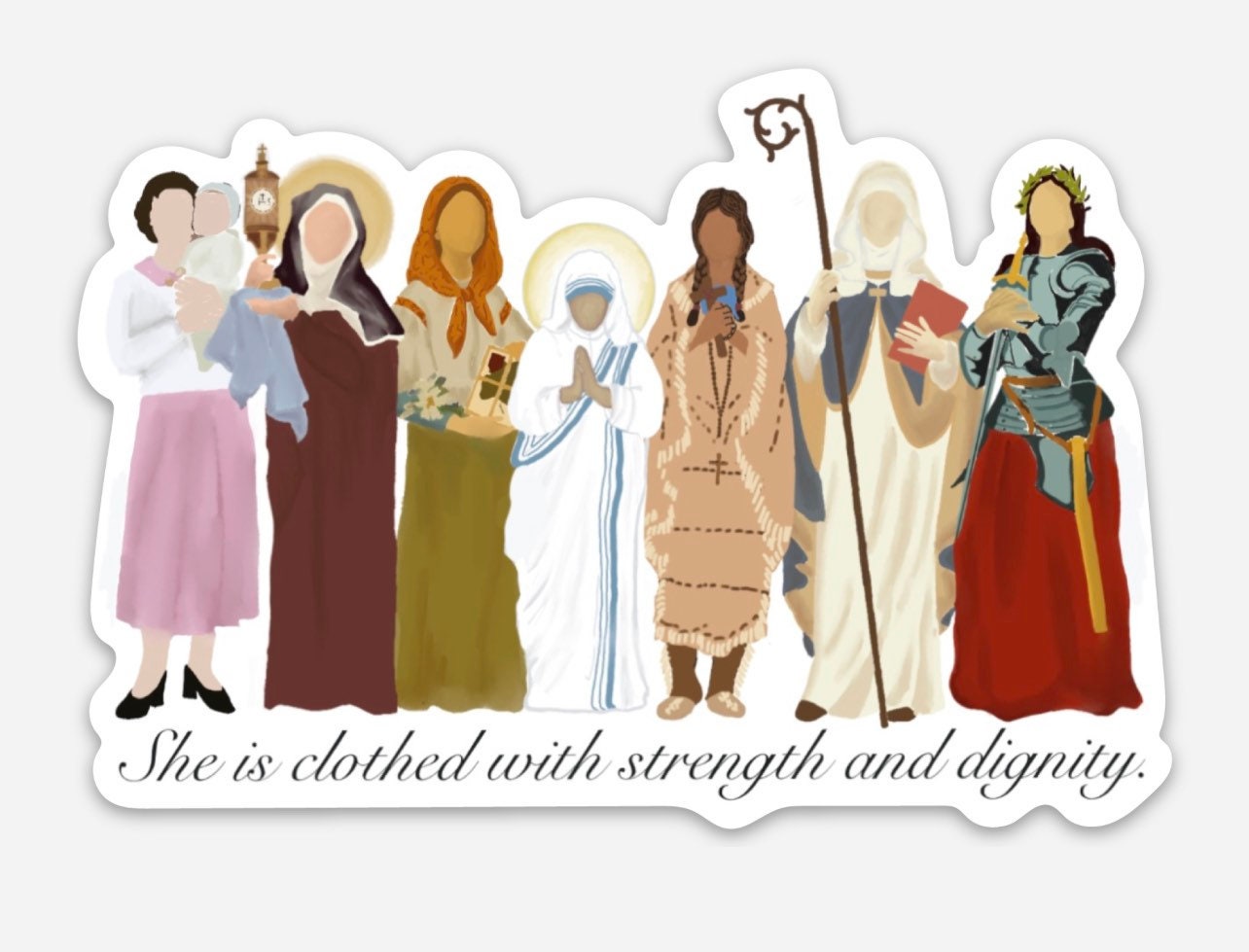Strong Catholic women vinyl sticker