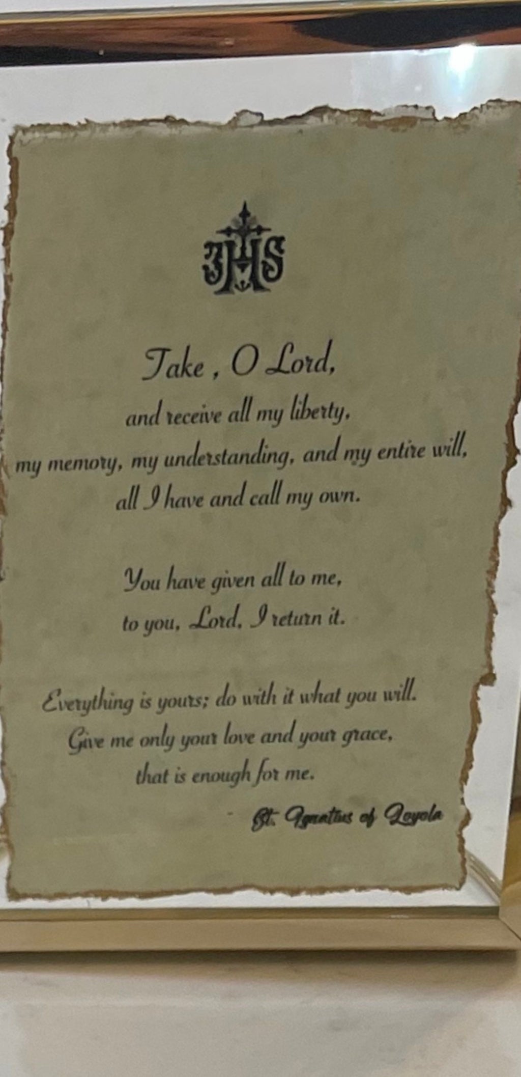 Framed Prayer: Gold Frame, Homemade Paper (8x10)