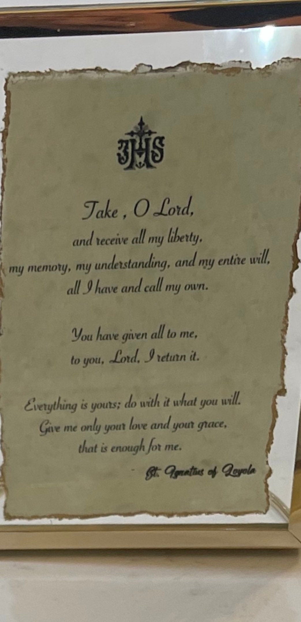 Framed Prayer: Gold Frame, Homemade Paper (8x10)