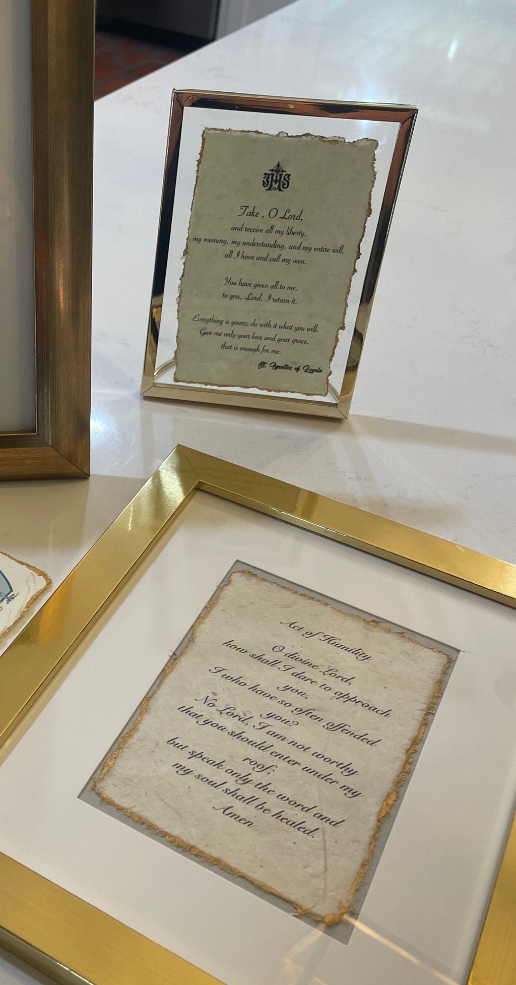 Framed Prayer: Gold Frame, Homemade Paper (8x10)