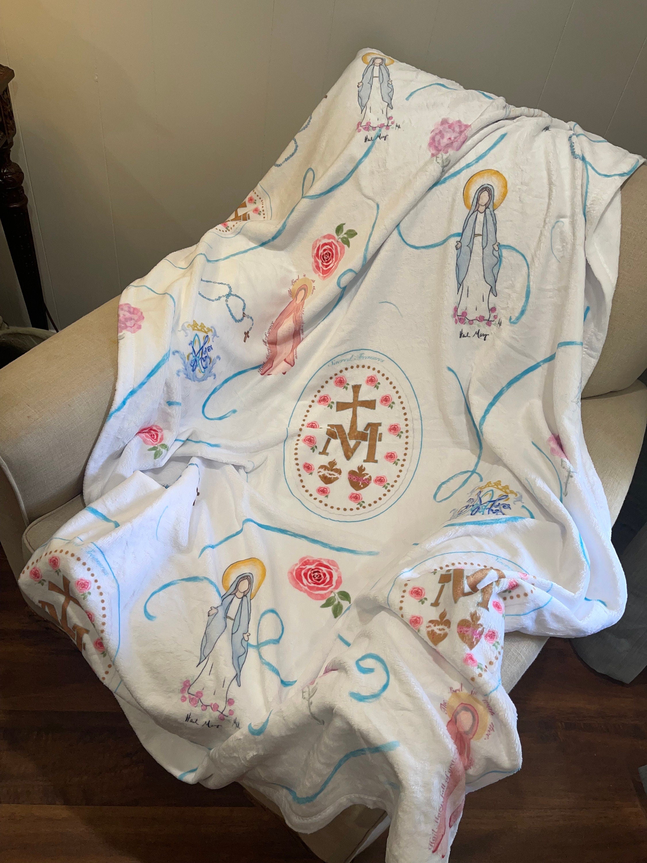 Miraculous Medal and Rosary Minkey Blanket