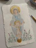 Mary w toddler Jesus watercolor art.