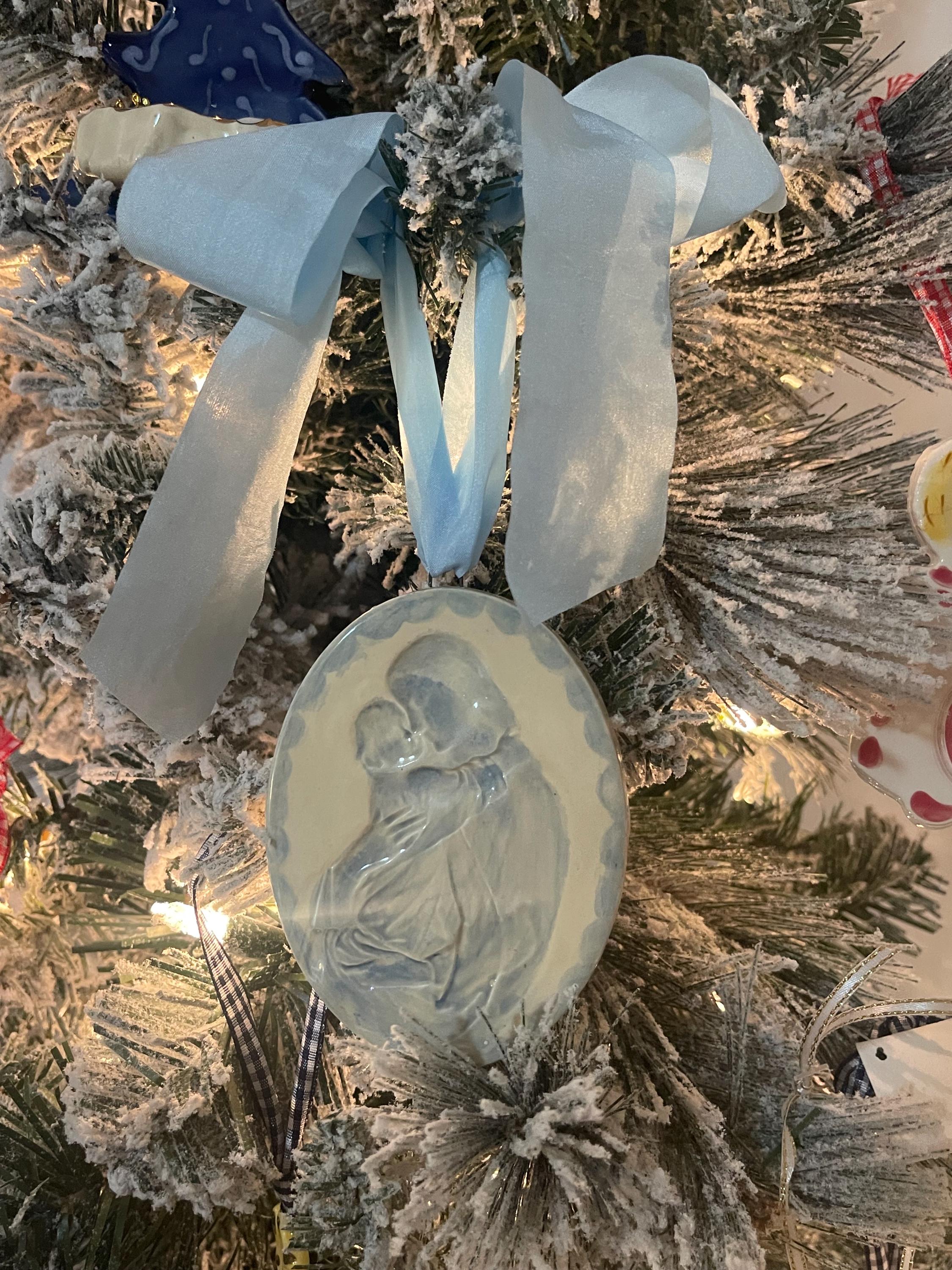 Mother and Child porcelain ceramic ornament.