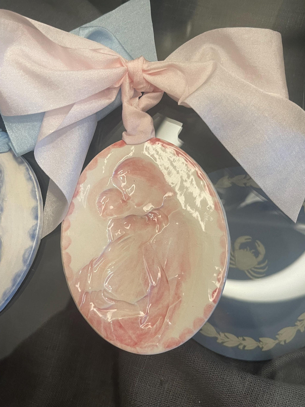 Mother and Child porcelain ceramic ornament.