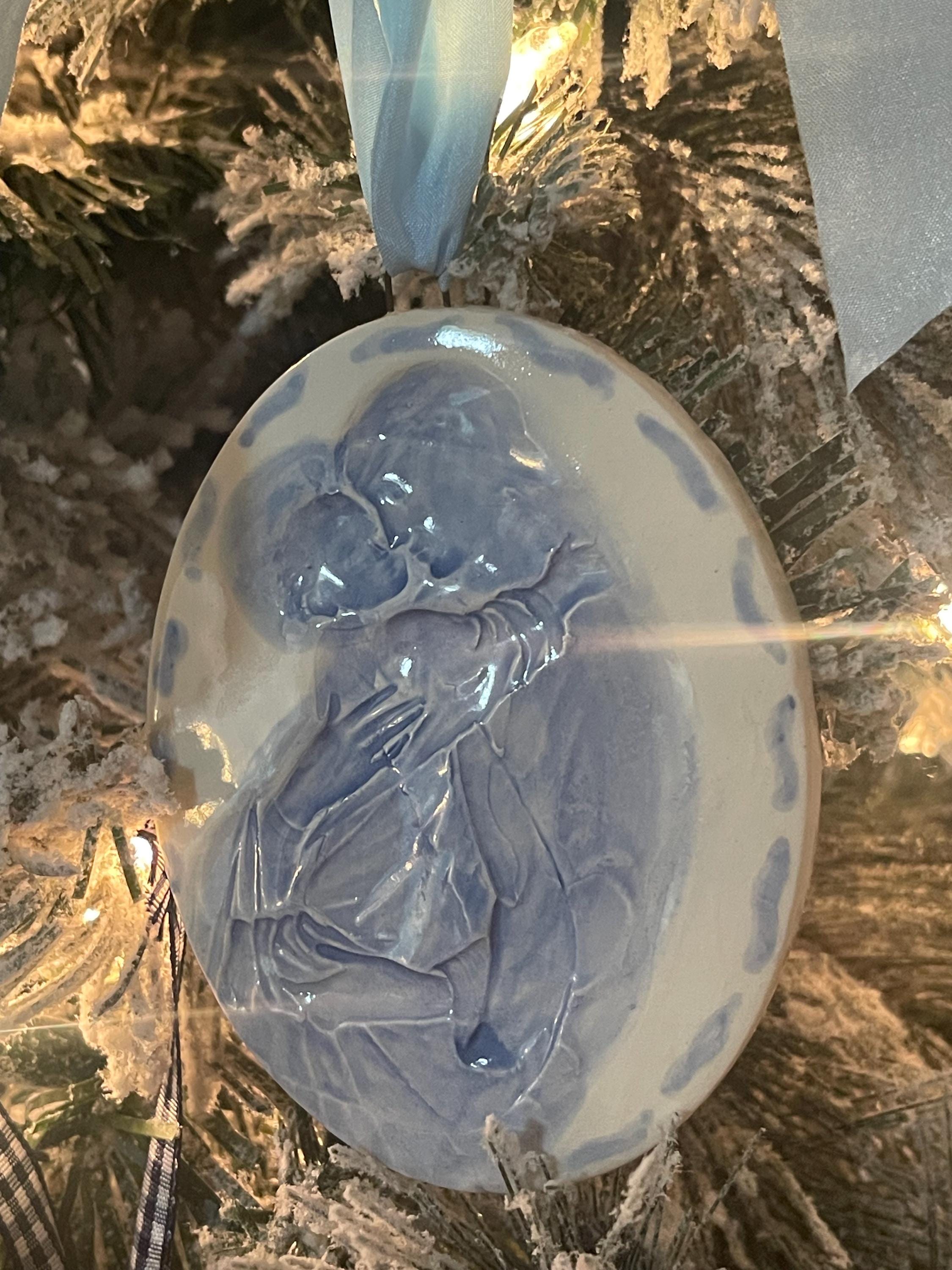 Mother and Child porcelain ceramic ornament.