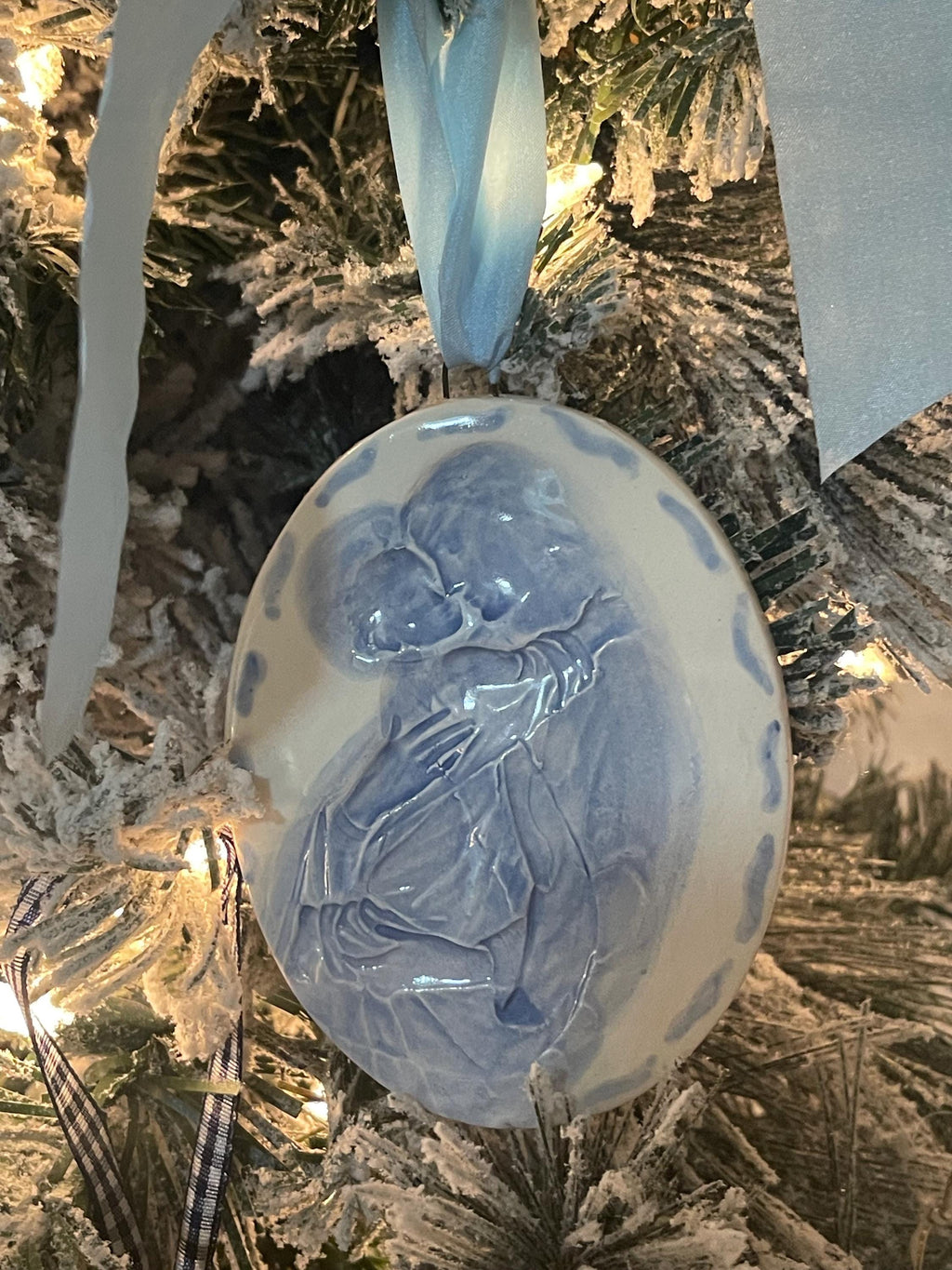 Mother and Child porcelain ceramic ornament.