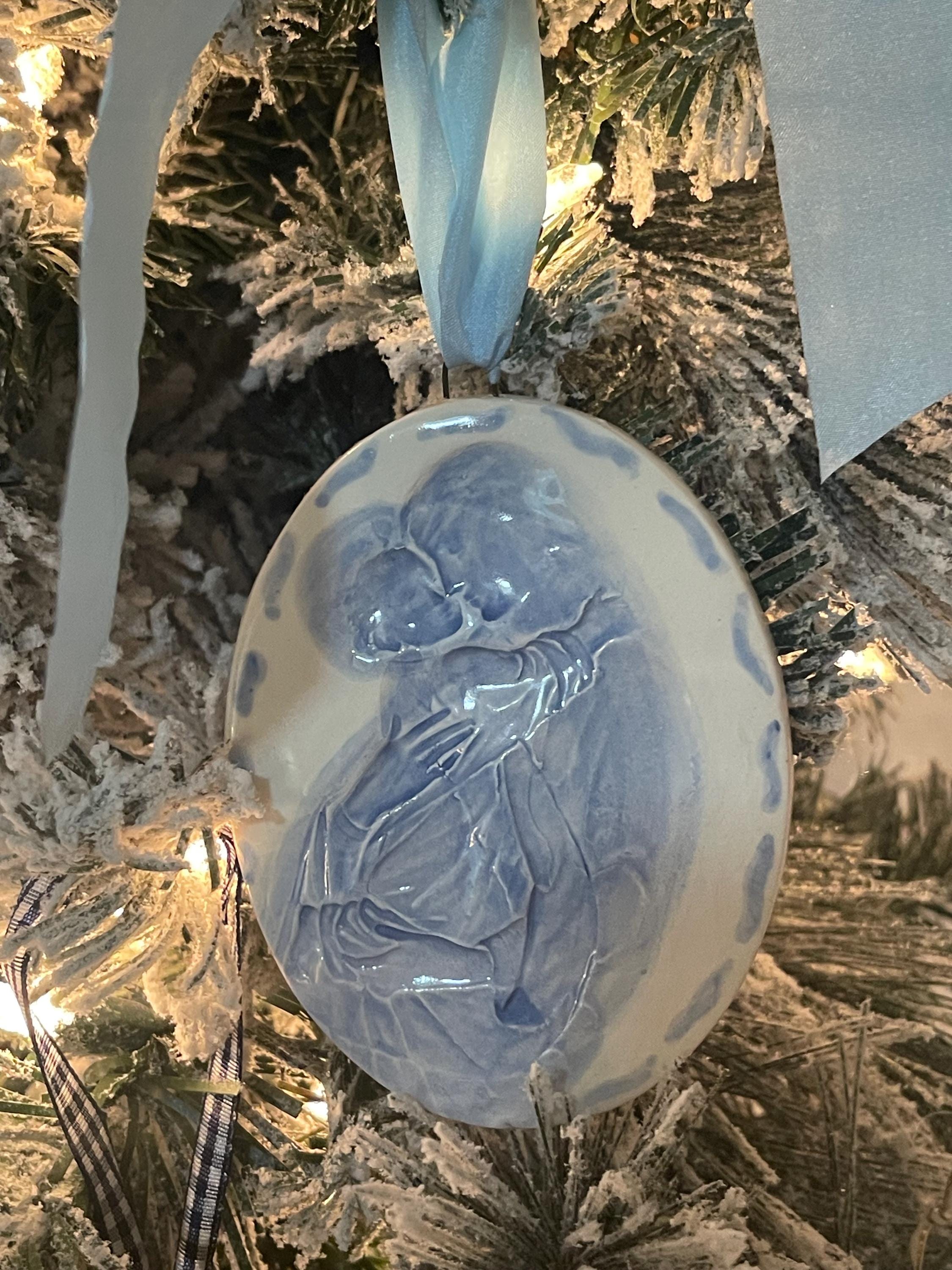 Mother and Child porcelain ceramic ornament.