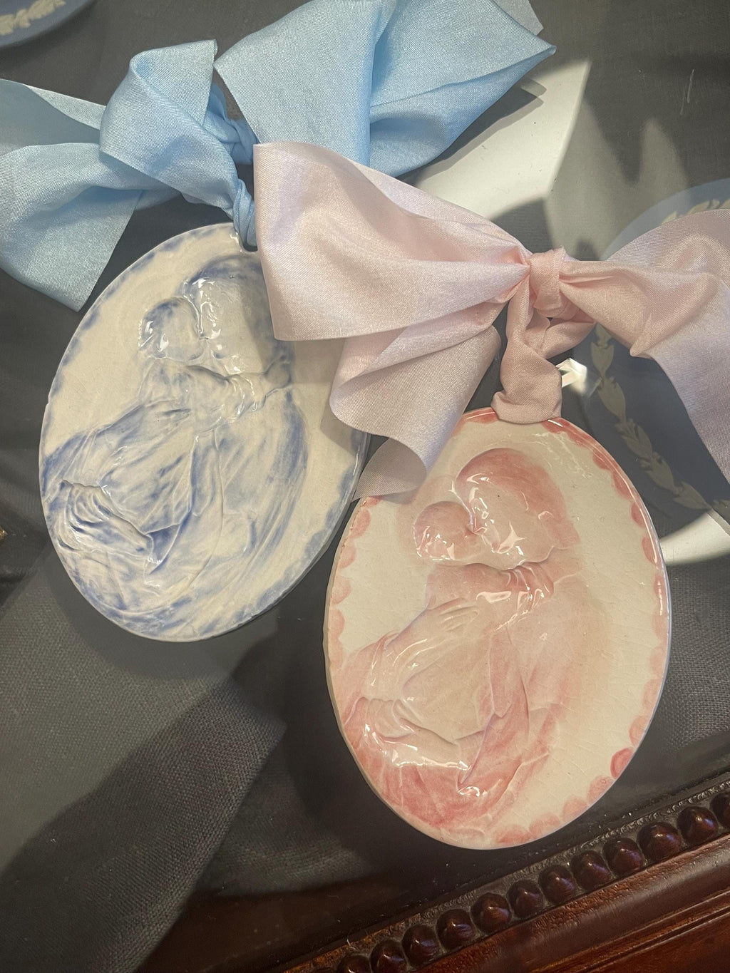 Mother and Child porcelain ceramic ornament.
