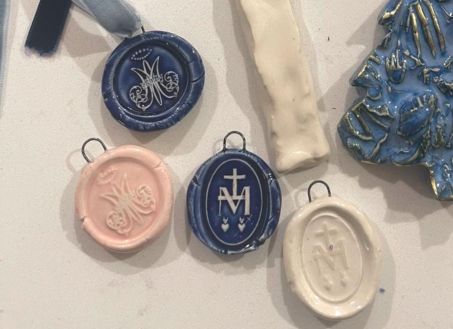 Marian & Sacred Heart Glass Pendants