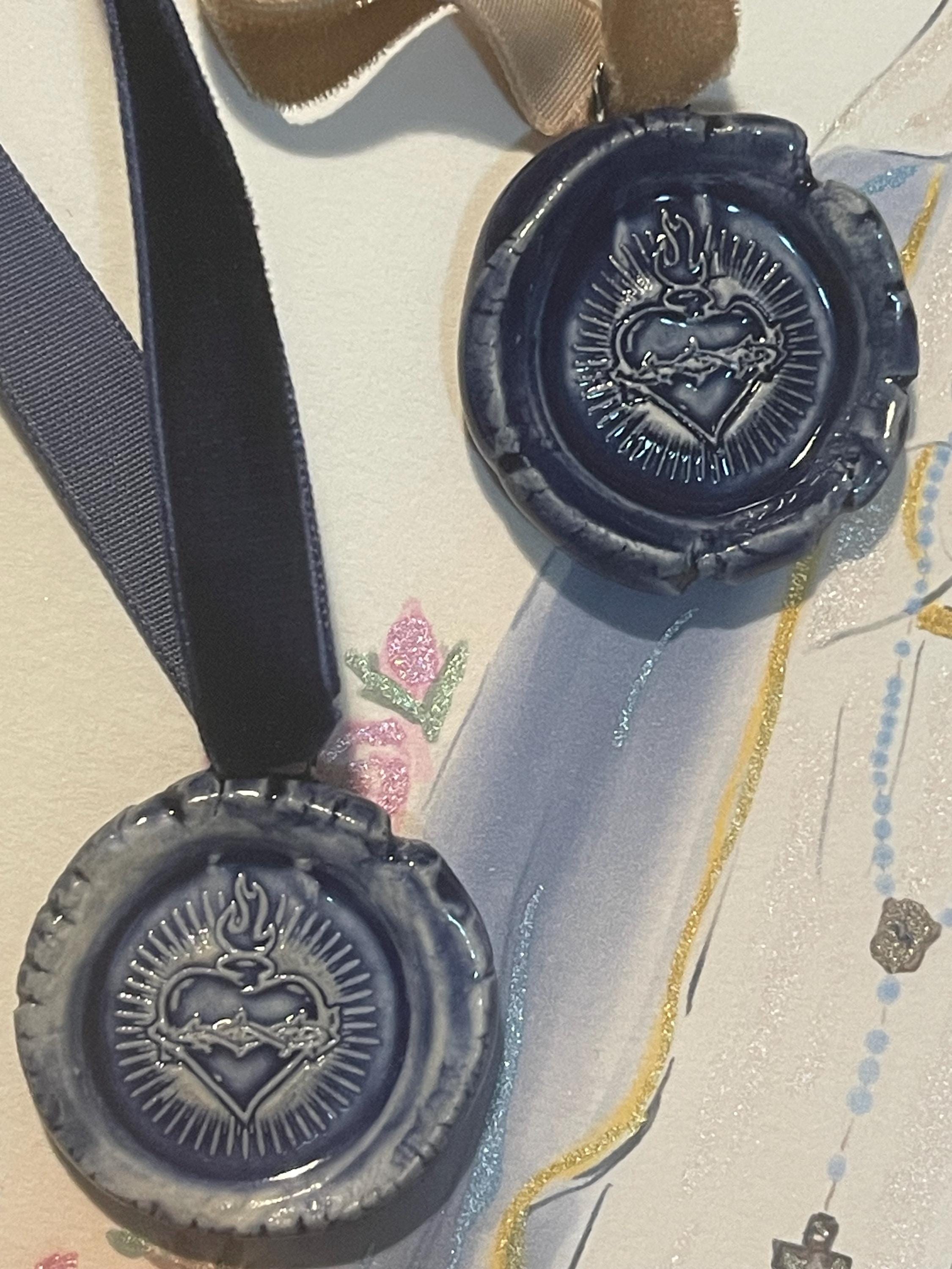 Marian & Sacred Heart Glass Pendants
